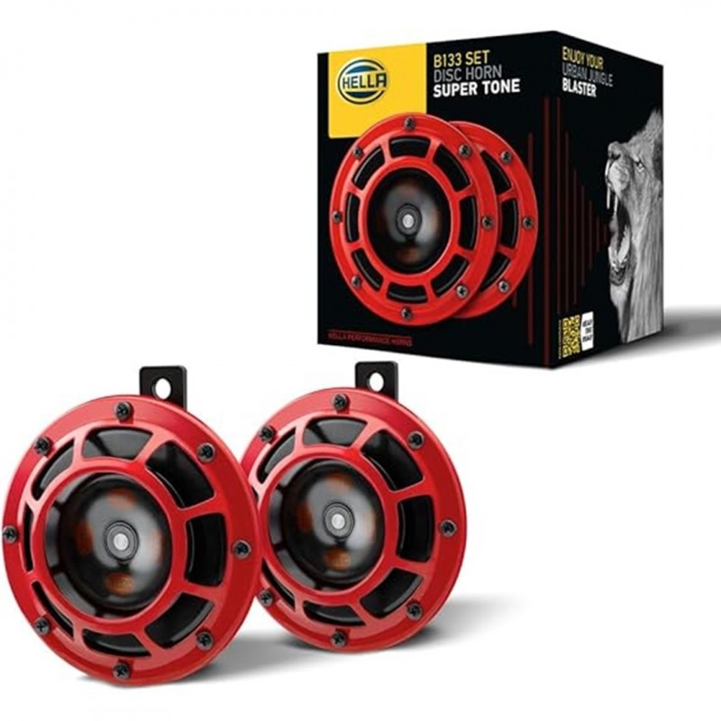 Hella Supertone Horn Kit 12V 300/500HZ Red 003399801