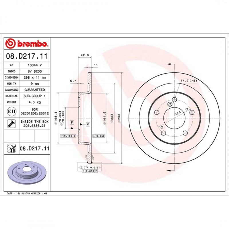 Brembo Replacement Rear Brake Discs FK2 08.D217.11
