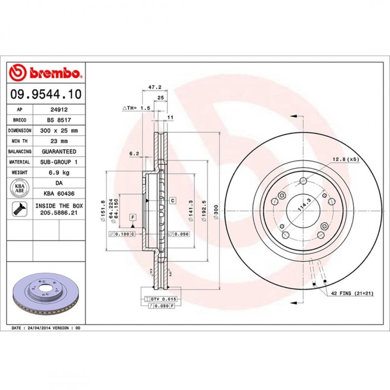 Brembo Standard Front Discs EP3 09.9544.10