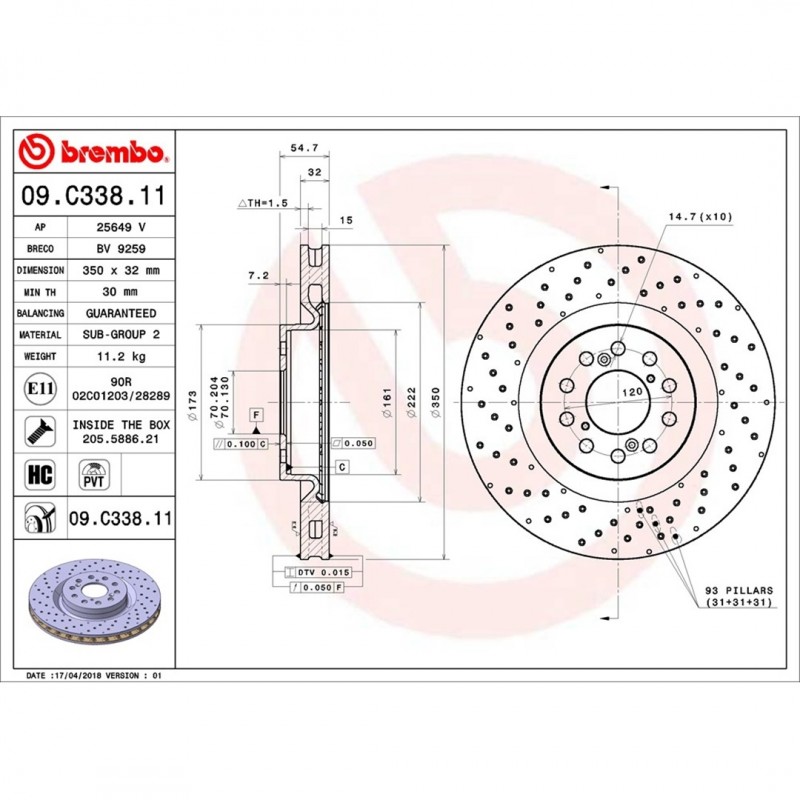 Brembo Replacement Front Brake Discs FK2 FK8 FL5 09.C338.11