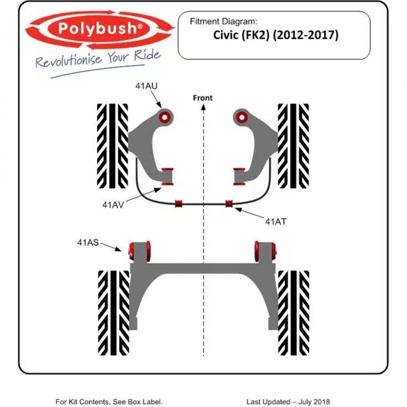 Polybush Front Wishbone Rear Bushes FK2 Civic Type R 41AV