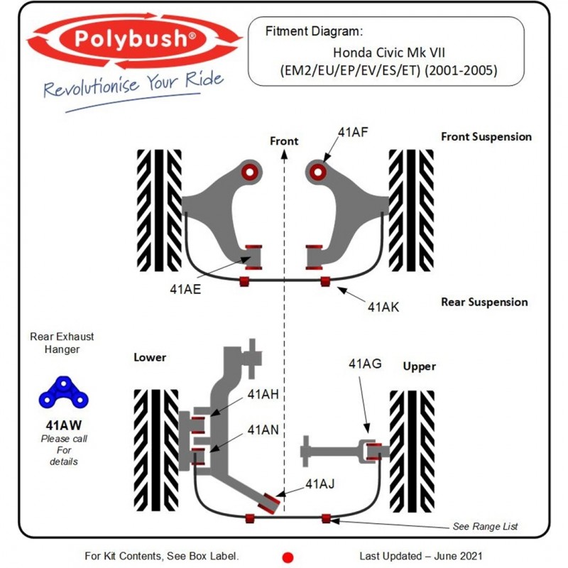 Polybush Full Bush Kit - EP3 DC5 Type-R 41 Serie Kit 155
