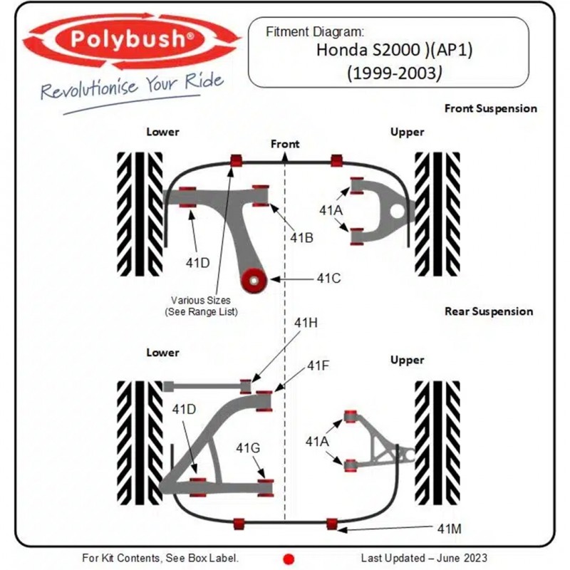 Polybush Full Bush Kit - S2000 AP1 41 Serie Kit 116